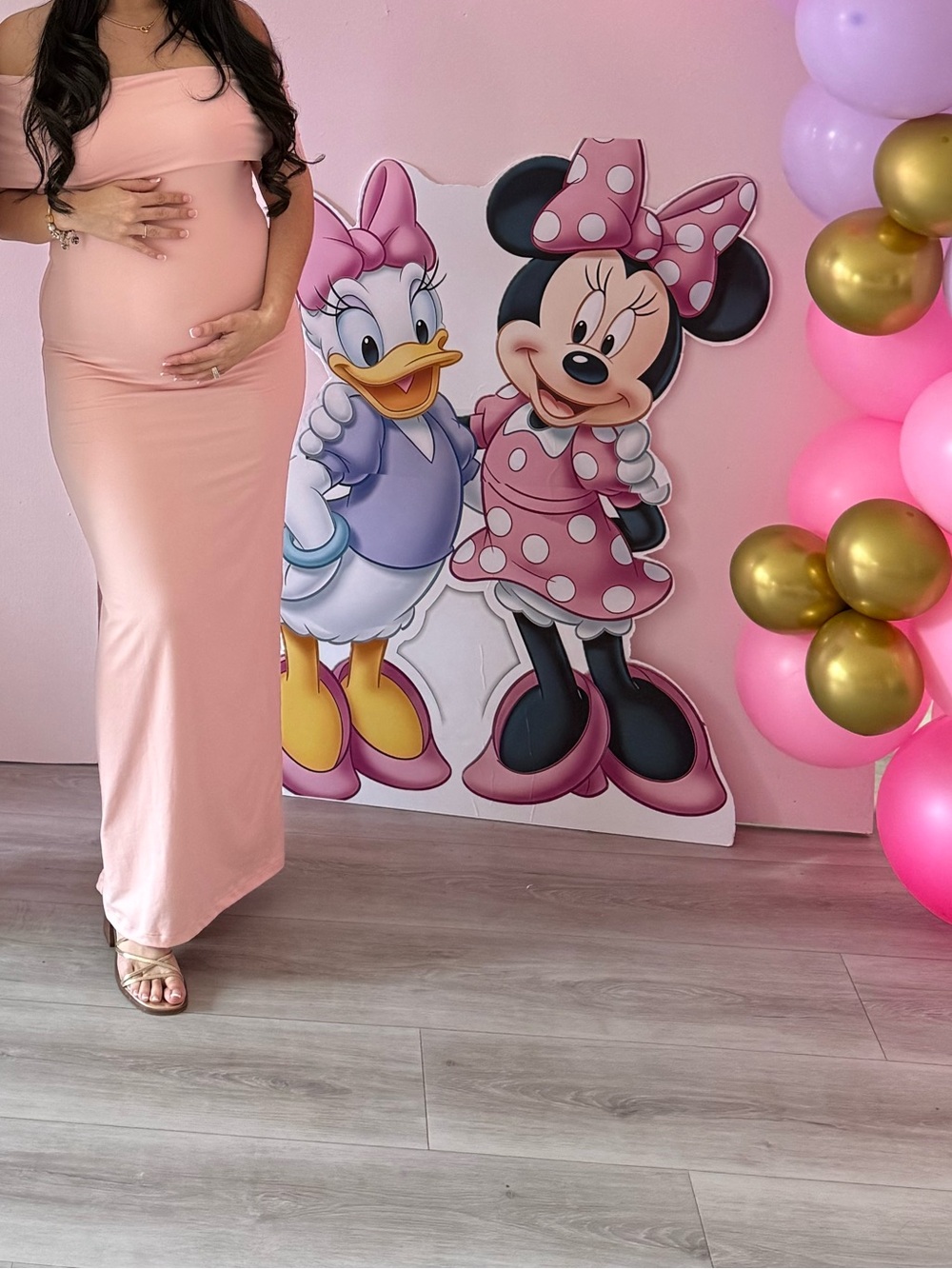 Signature Bumpsuit Bianca Maternity Midi Dress in Blush Pink